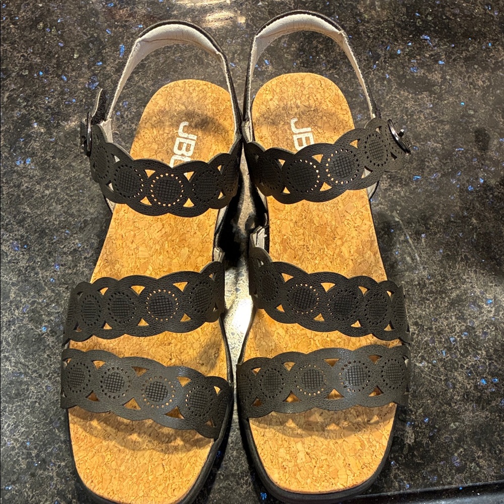 JBU Women's Black Cutout Sandals
